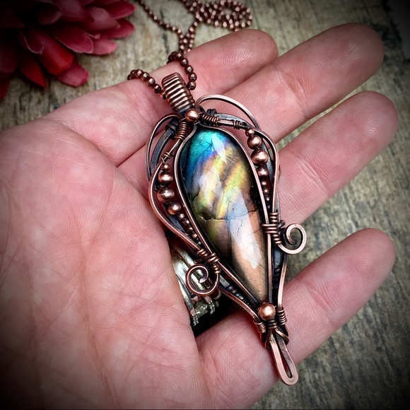 ❤️Sold ❤️Labradorite copper wire wrapped necklace - Picture 2 of 5